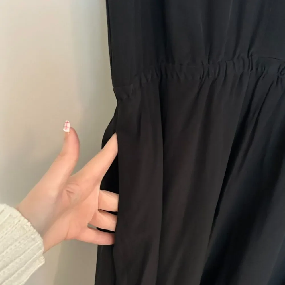 Madewell Sleeveless Silk Shirtdress Black Dress Small